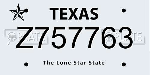Z757763 Texas License Plate