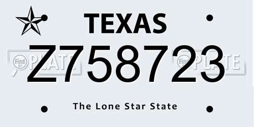 Z758723 Texas License Plate