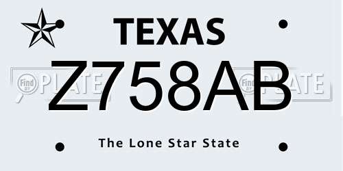 Z758AB Texas License Plate