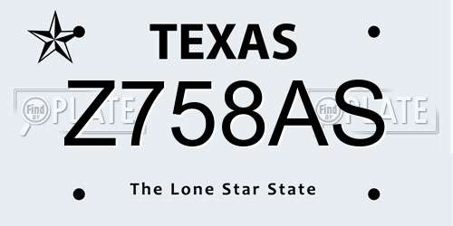 Z758AS Texas License Plate