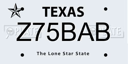 Z75BAB Texas License Plate