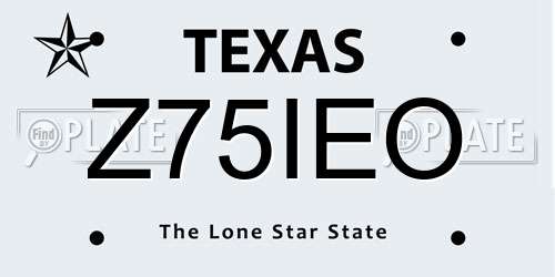 Z75IEO Texas License Plate