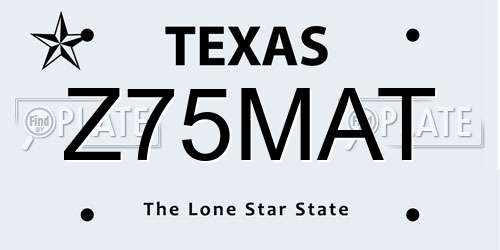 Z75MAT Texas License Plate
