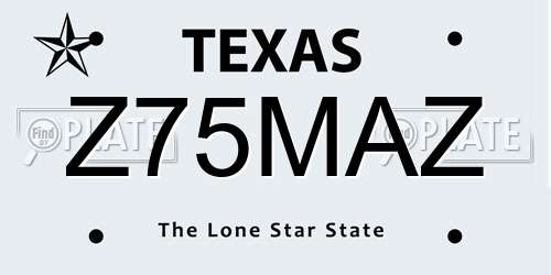 Z75MAZ Texas License Plate