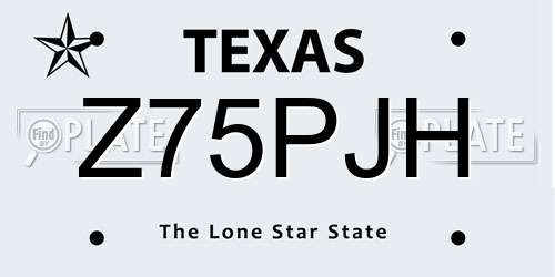 Z75PJH Texas License Plate