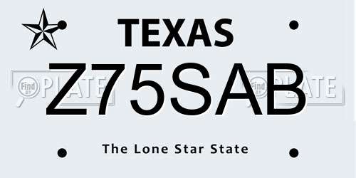 Z75SAB Texas License Plate
