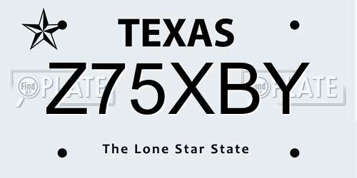 Z75XBY Texas License Plate