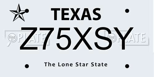 Z75XSY Texas License Plate