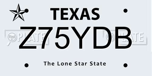 Z75YDB Texas License Plate