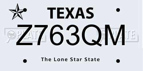 Z763QM Texas License Plate