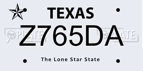 Z765DA Texas License Plate