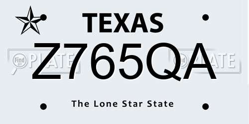 Z765QA Texas License Plate