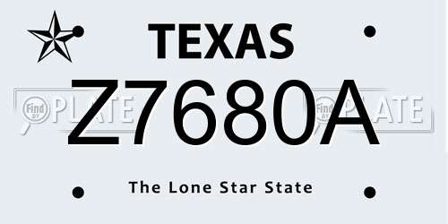 Z7680A Texas License Plate