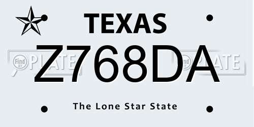 Z768DA Texas License Plate