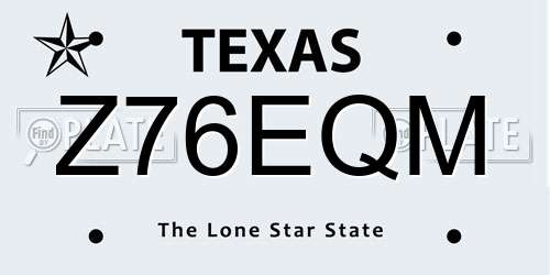 Z76EQM Texas License Plate