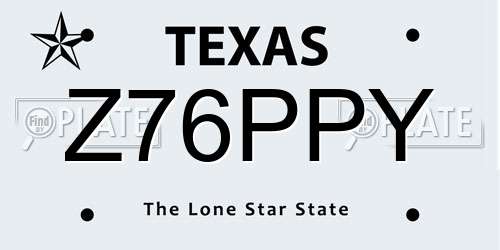 Z76PPY Texas License Plate