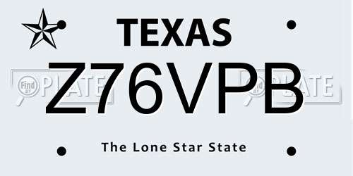 Z76VPB Texas License Plate