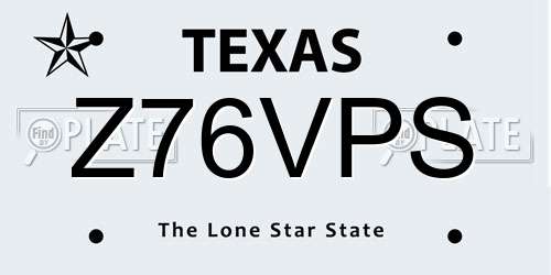 Z76VPS Texas License Plate