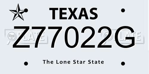 Z77022G Texas License Plate