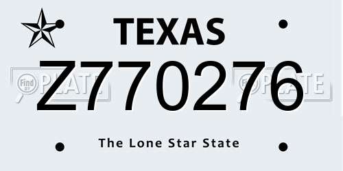 Z770276 Texas License Plate