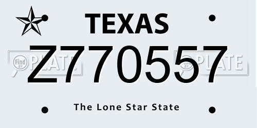 Z770557 Texas License Plate