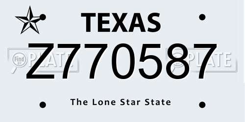 Z770587 Texas License Plate