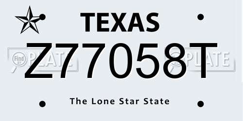 Z77058T Texas License Plate