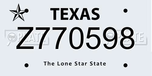 Z770598 Texas License Plate