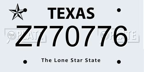 Z770776 Texas License Plate