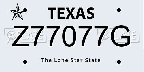 Z77077G Texas License Plate