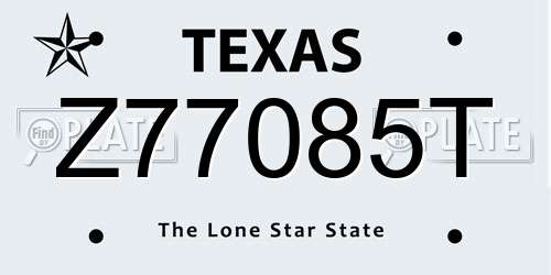 Z77085T Texas License Plate