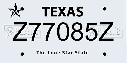 Z77085Z Texas License Plate
