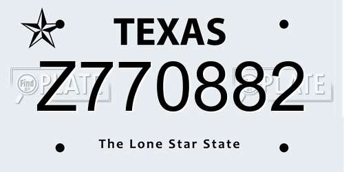 Z770882 Texas License Plate