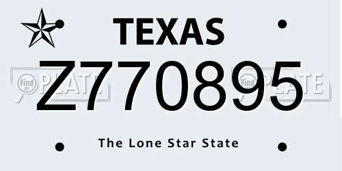 Z770895 Texas License Plate