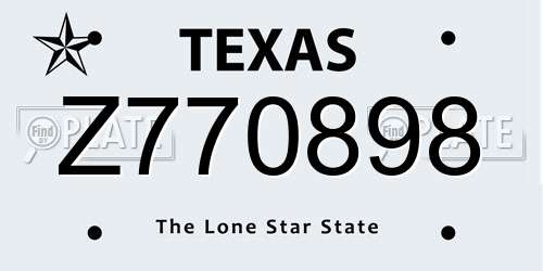 Z770898 Texas License Plate