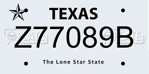 Z77089B Texas License Plate