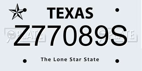 Z77089S Texas License Plate