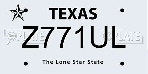 Z771UL Texas License Plate