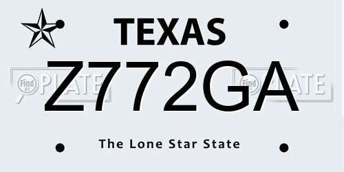 Z772GA Texas License Plate