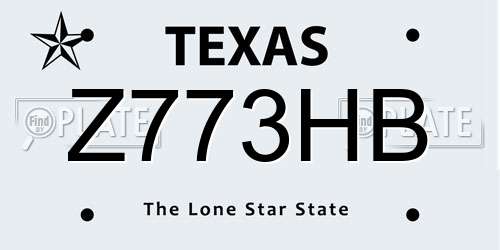 Z773HB Texas License Plate