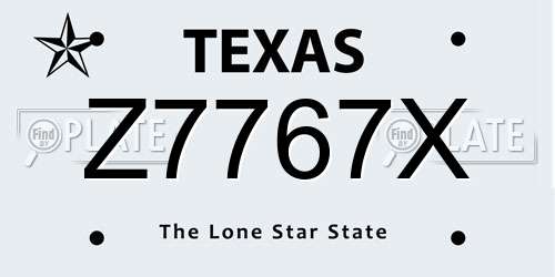Z7767X Texas License Plate