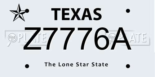 Z7776A Texas License Plate