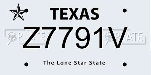 Z7791V Texas License Plate