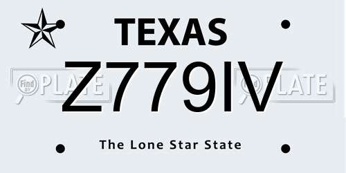 Z779IV Texas License Plate