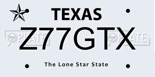 Z77GTX Texas License Plate