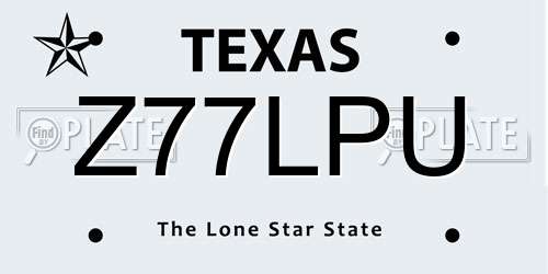 Z77LPU Texas License Plate