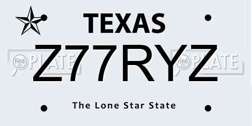 Z77RYZ Texas License Plate