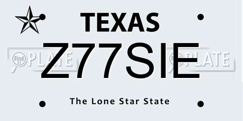 Z77SIE Texas License Plate