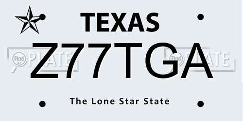 Z77TGA Texas License Plate