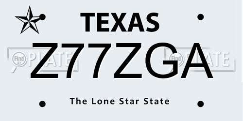 Z77ZGA Texas License Plate